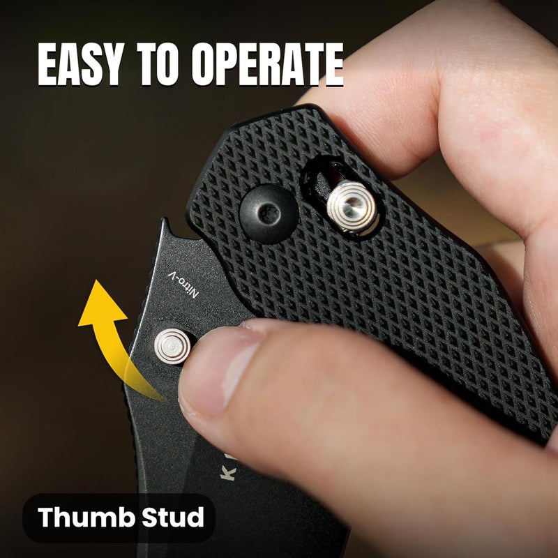 KIZER سكين جيب بولدوج، 3 إن شفرات فولاذ نيترو V قابلة للطي مقبض ألمنيوم سكين تخييم وصيد مع مشبك قابل للعكس قفل شيفسفوت صغير سكاكين EDC للرجال والنساء V3672A1 - Image 4